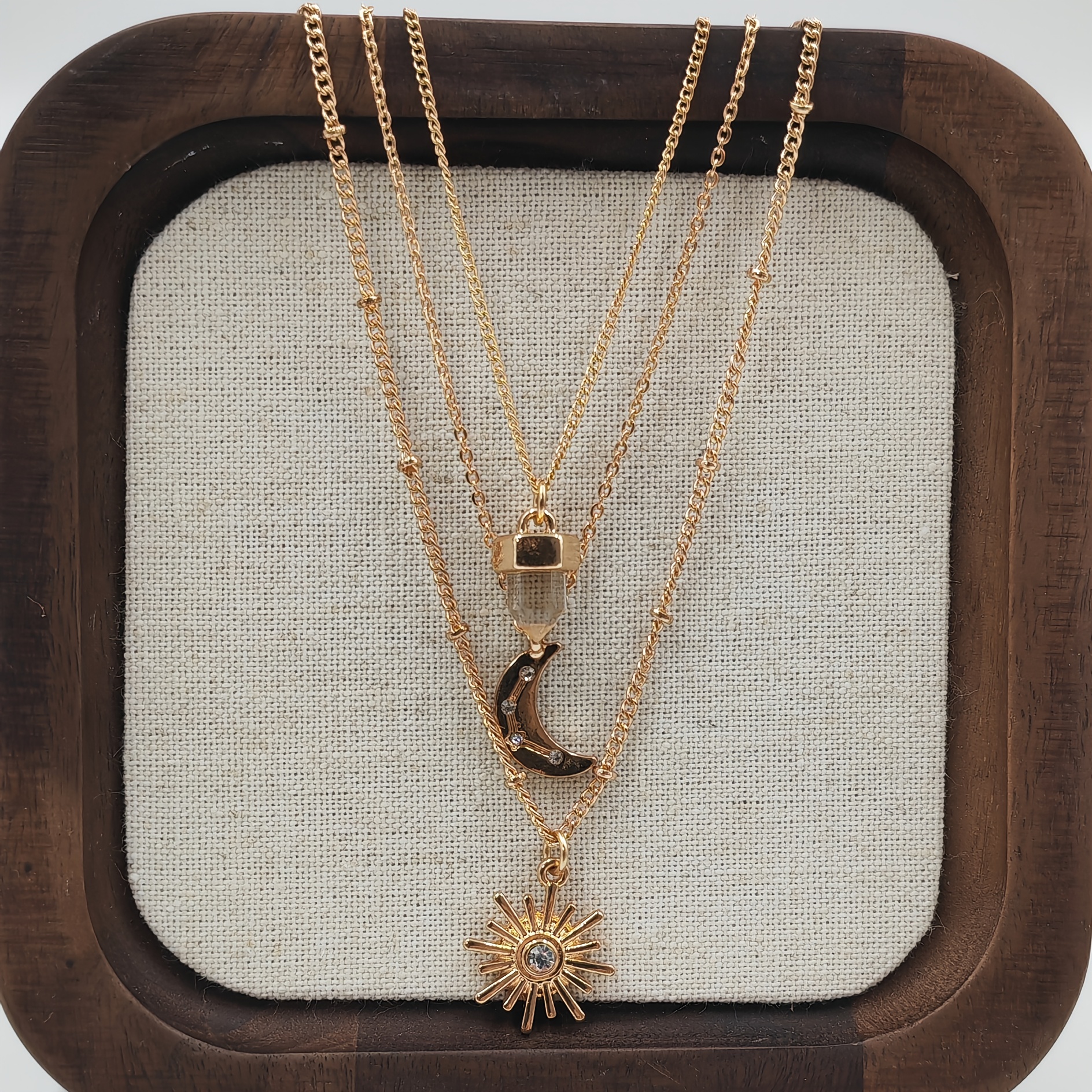 Bohemian Style Necklace With Sun And Moon Pendant, Vintage Mixed Style