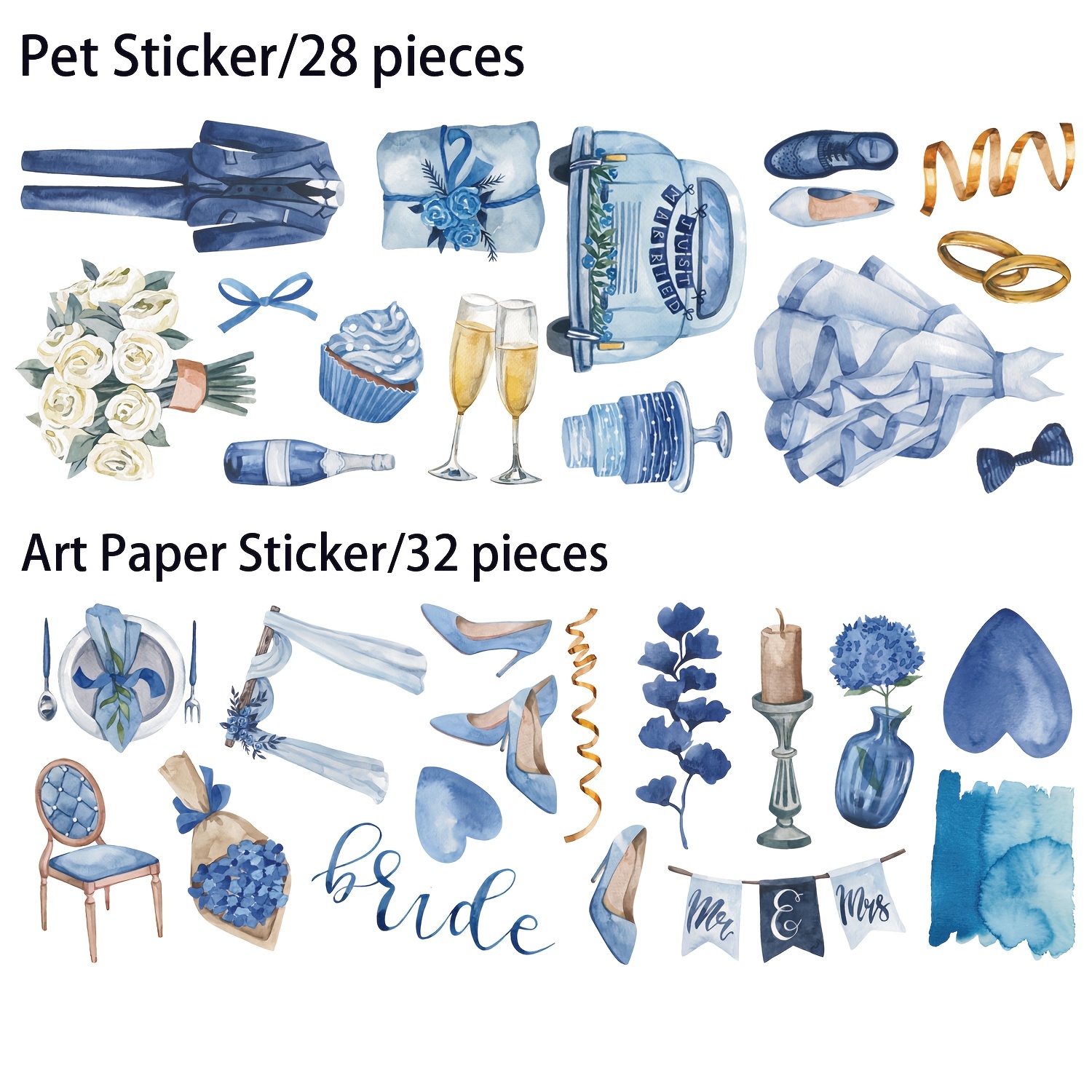 Image of 60pcs Of Transparent, Self-adhesive Travel Stickers With A Wedding Theme, Suitable For Crafts, , Scrapbooking Materials, Junk Journals, Collage Decoration, And Used On Water Bottles, Laptops, Helmets