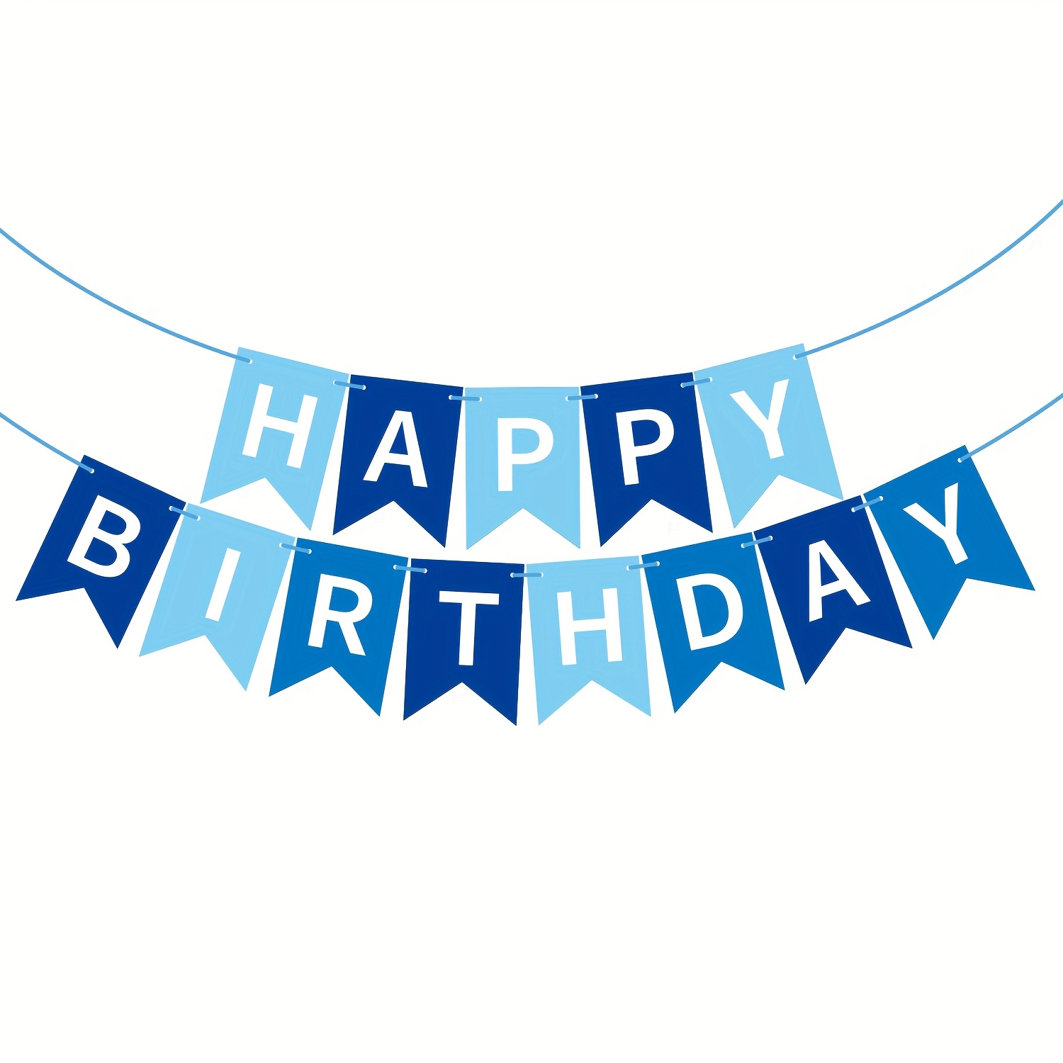 Image of 1set Blue Happy Birthday Banner, Birthday Flag Bunting For Birthday Party Backdrop Decor, Happy Birthday Sign Party Supplies For Hanging Decor