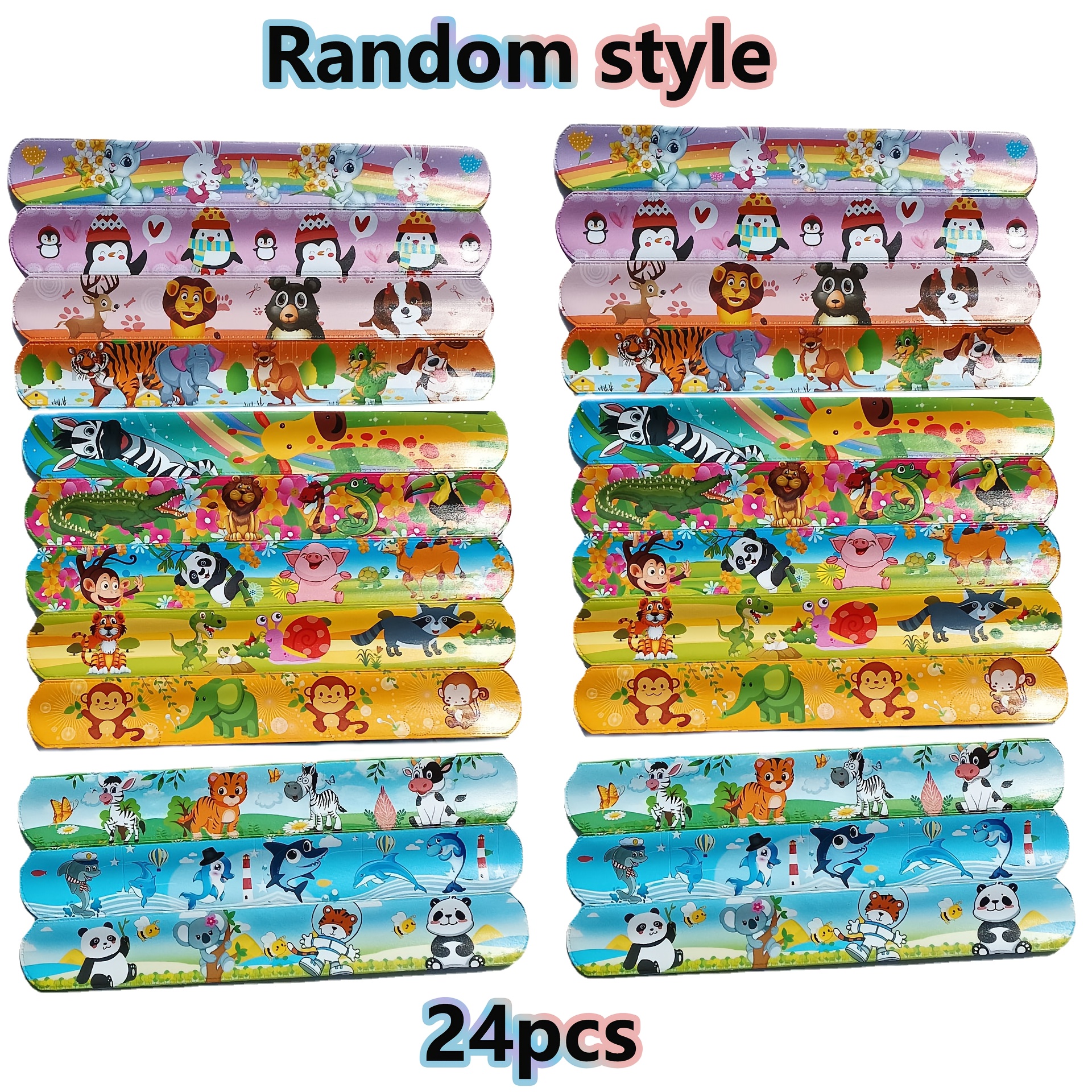 24pcs Cartoon Animal Clapping Bracelet As A Children's Gift Package ,random Style- Cartoon Animal Design - Gift And Present, Birthday Gift