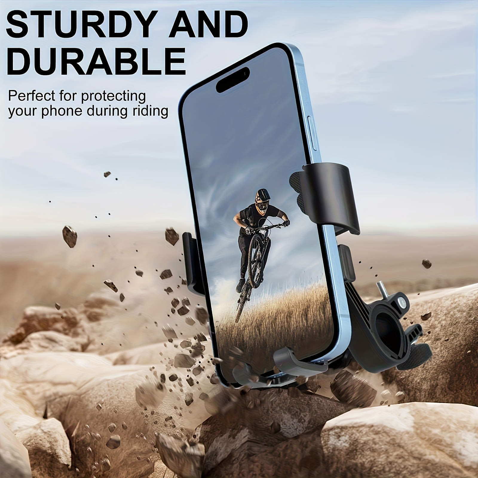 Motorcycle Phone Mount/[1s Auto Lock] Bike Phone Holder for Bicycle/[10s Quick Install] Handlebar Phone Mount/Compatible with iPhone, Samsung, All Cell Phone