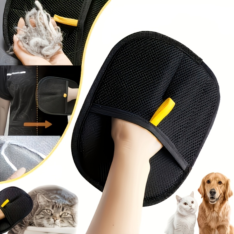 Electrostatic Reusable Cat Hair Removal Glove & Hook - Dual-Sided Brush Suitable for, Furniture, Clothing - Soft Fabric with Hook for Hanging, Ergonomic Handle for Pet Hair Cleaning Tool - Household Lint Remover for Cat Owners