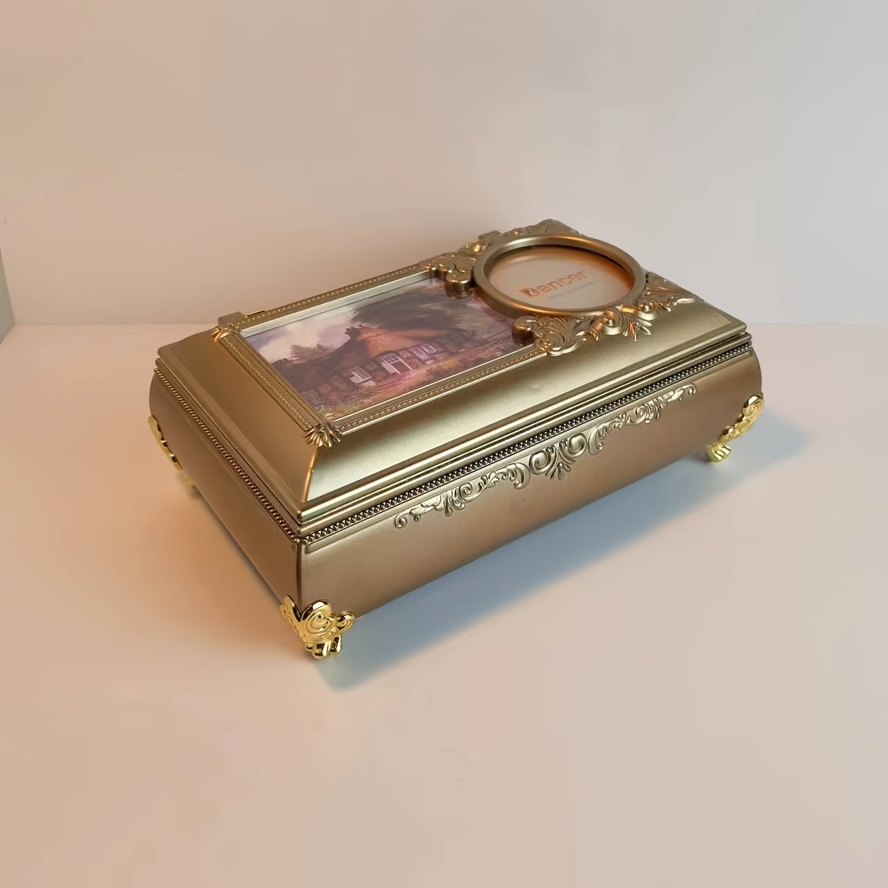 TEMU Vintage-style Rectangular Box With Jewelry Storage - No Batteries Required, For Home