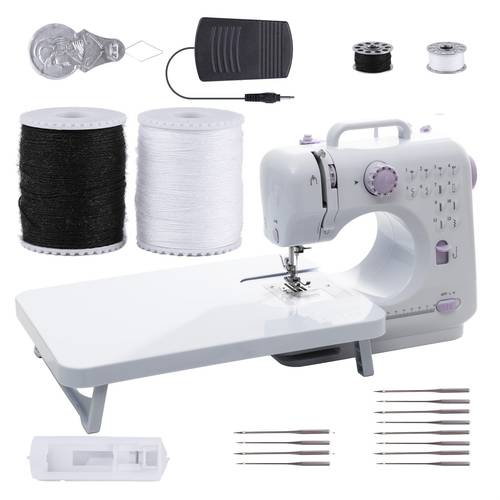 portable electric sewing with 12 stitches patterns adjustable speed overlock multifunctional home sewing machine parents beginners hobbyists lightweight repair diy crafting requires four batteries for use