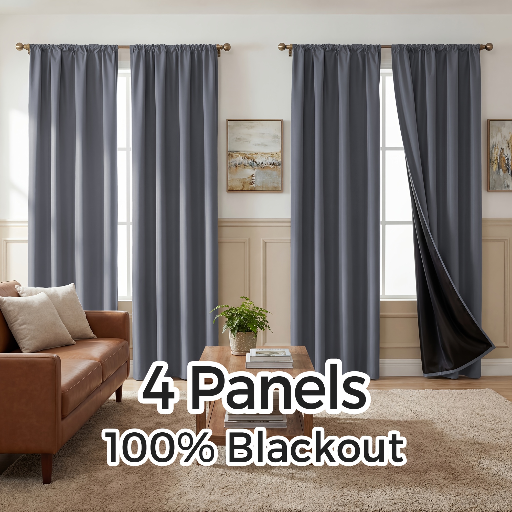 item picture 4 panels 100 blackout curtains for living room bedroom rod   blocking window curtains thermal insulated drapes privacy protection for bathroom   home decor