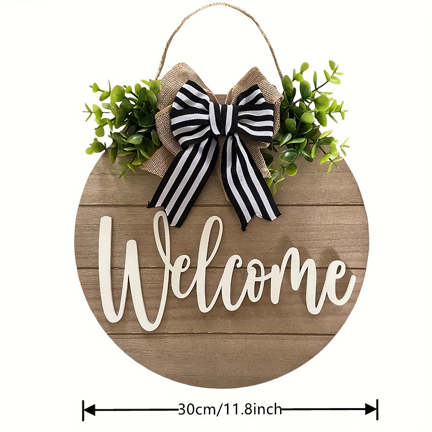 Image of 1pc, Inch, Front Door Welcome Sign, Porch Decorations Brown Wreath Decorations, Farmhouse Home Bar, Outdoor Indoor Hanging Gifts, Room Decor, Home Decor, Year Round Decoration