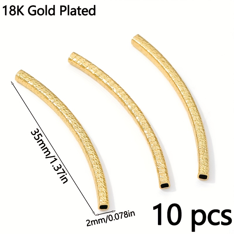 TEMU 10pcs de perles tubulaires texturées en laiton plaqué or de 2 mm x , perles d'espacement tubulaires, pour la fabrication de bijoux et l'ajout de