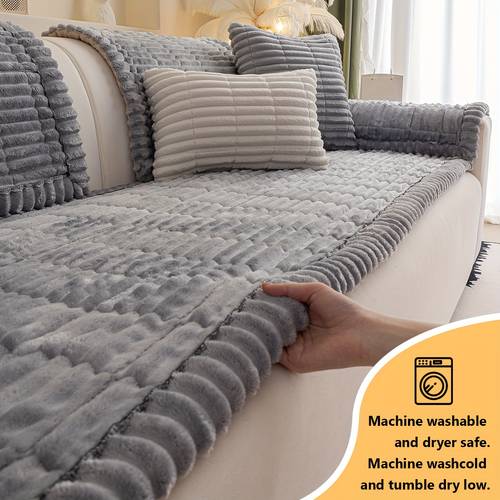 1pc thickened plush sofa cushion pad flannel quilted non slip l shaped sectional protector machine washable pet friendly fit for 2 3 4 seater couches bed like
