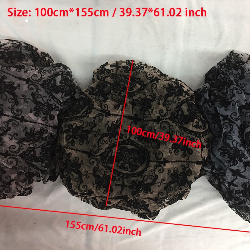 Image of 100cm*155cm / 39.37*61.02 Inch Black Lace Mesh Fabric For Women's Background Decoration And Sewing Additions Lace Material