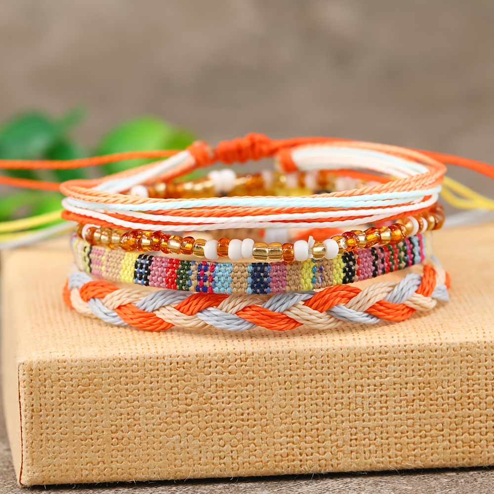 Boho Braided Bracelet & Anklet Set for Friendship