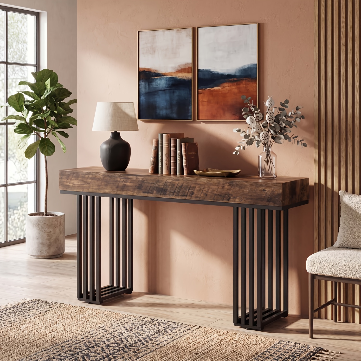 Modern Hallway Table With Stylish Metal Frame, Console Table For Entryway, Sofa Foyer Table For Living Room, Entrance