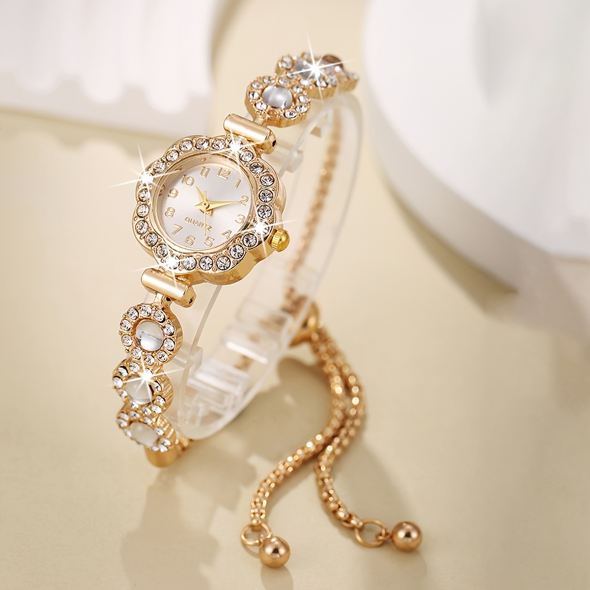 1pc womens fashion shiny elegant bohemian style chain quartz watch suitable for daily decoration wear