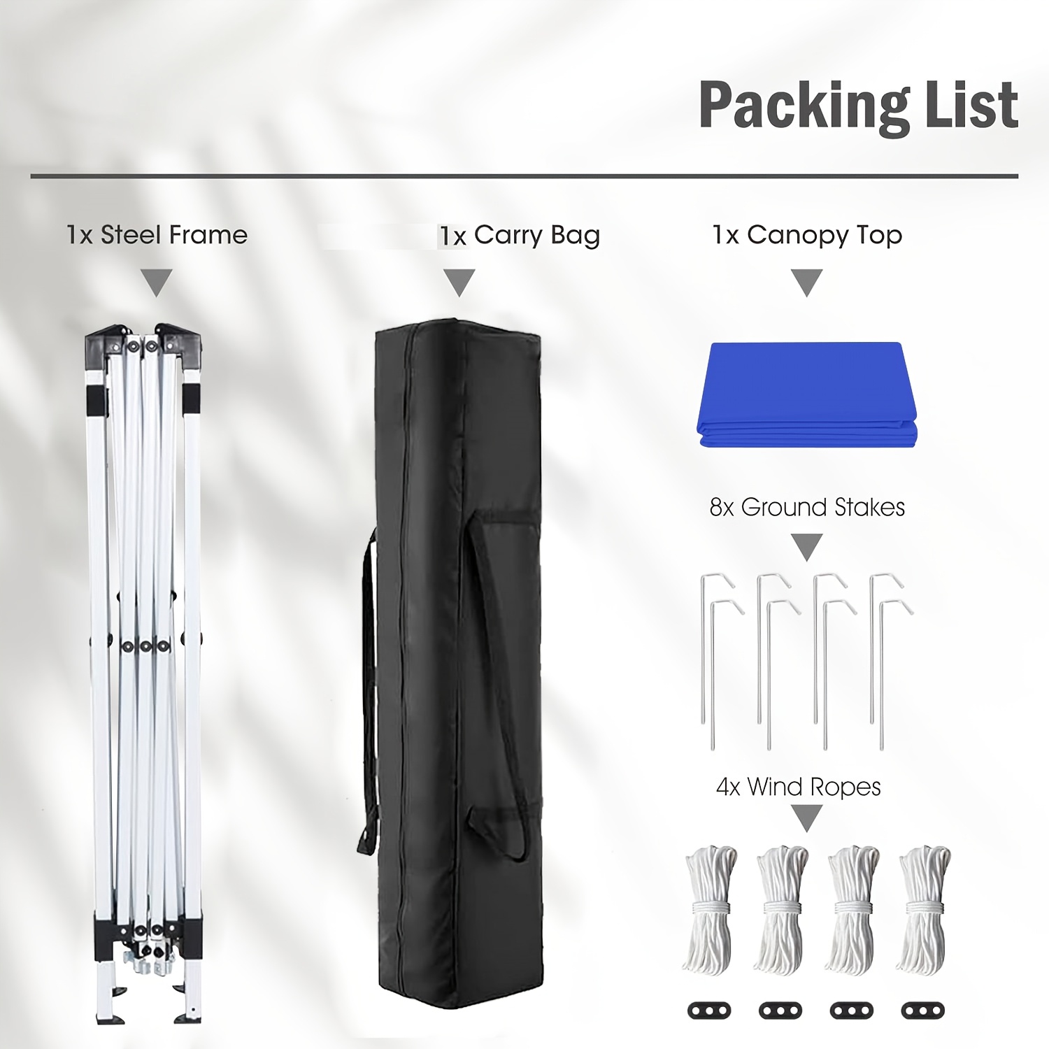 GVDV Canopy Tent, 10x10 Ft Easy Pop Up Outdoor Canopy Tent, Folding Shed, Portable Straight Leg Gazebo Instant Canopy With 4 Ropes, Outdoor Beach Sports Shelter With Carry Bag