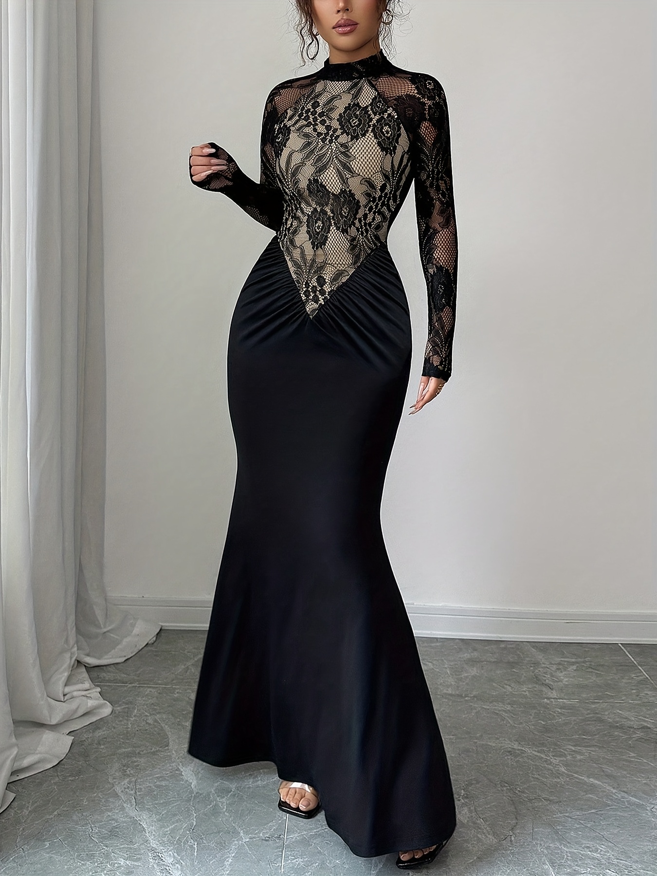 long burgundy silk dress A Line Halter V Neck Backless Burgundy Satin High Slit Long Prom Dresses  with Train, Burgundy Formal Dresses, Evening Dresses main image 0