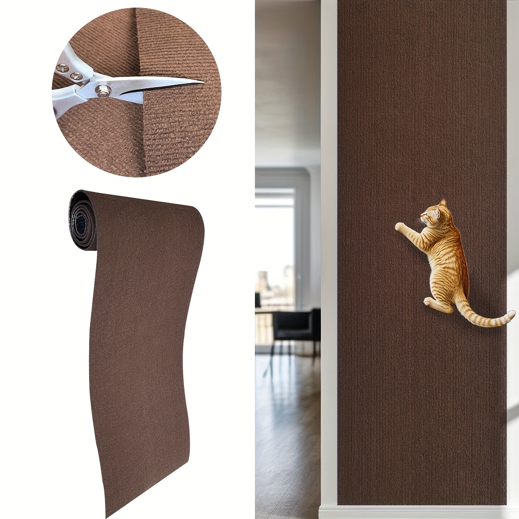 TEMU Self-adhesive Cat Scratching Pad Wear Resistant Cat Mat Durable Polyester Diy Home Decor Scratch-resistant Felt Mat For Walls And Furniture