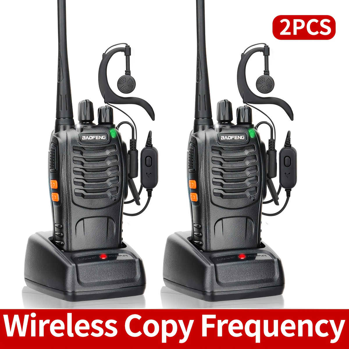 Baofeng Long Range Walkie Talkies For Adults With Earpieces, 16 Channel Rechargeable Handheld 2 Way Radio With Flashlight Vox For Camping Hiking Skiing Cruise (1/2/4/6/8/10 Pack)