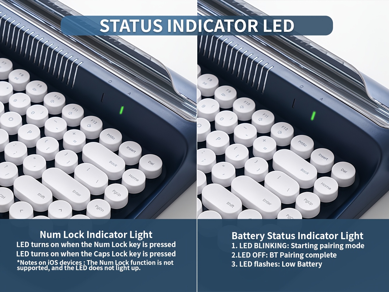 1pc retro wireless bt aesthetic keyboard ergonomic round multi device hotkeys media keys with adjustable stand non rechargeable aaa battery for 36 operating voltage details 16
