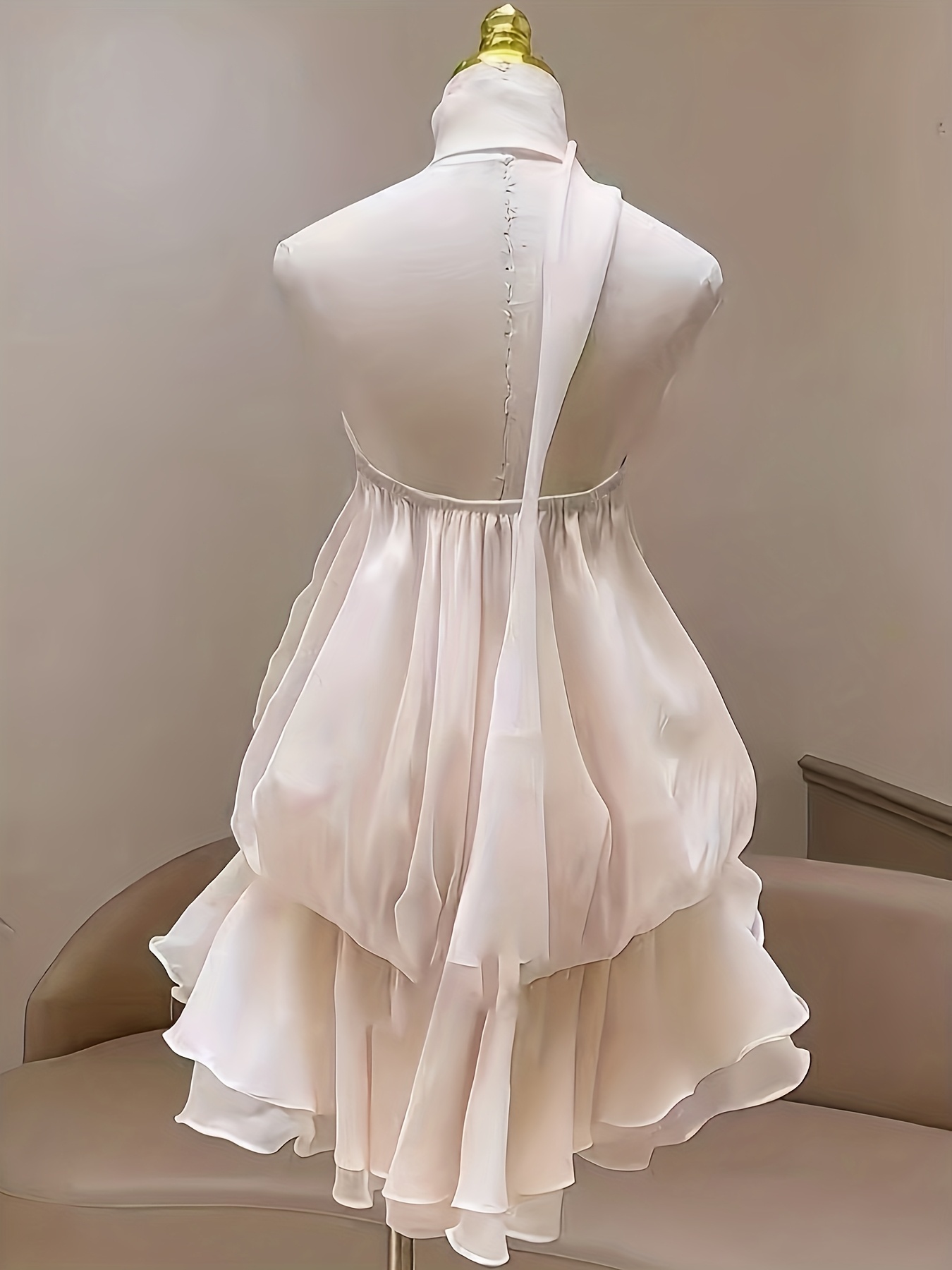 new solid color pleated halter neck ruffle a line short - Temu Mauritius