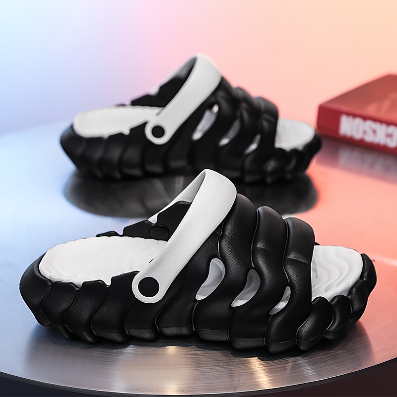 mens summer 2025 sports slide sandals anti slip odor resistant thick sole height increasing casual eva slip on shoes in trendy   comfortable footwear trendy slippers eva material sandals strappy sandal Product details 6
