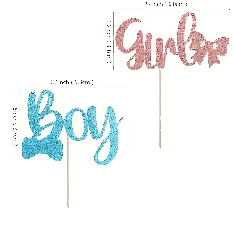 24pcs Gender Reveal Cupcake Toppers | "boy/girl" Cake Decorations For Birthday Party, Wooden, No Electricity Needed, Halloween, Christmas
