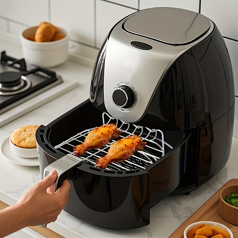 Freidora de Aire Portátil Versátil de Acero Inoxidable 304 con Parrilla y Brochetas - Apilable para Cocina en Horno, Microondas y Freidora de Aire, Ideal para Hornear, Cocer al Vapor y Panear - Regalo Perfecto, Utensilio de Cocina Duradero