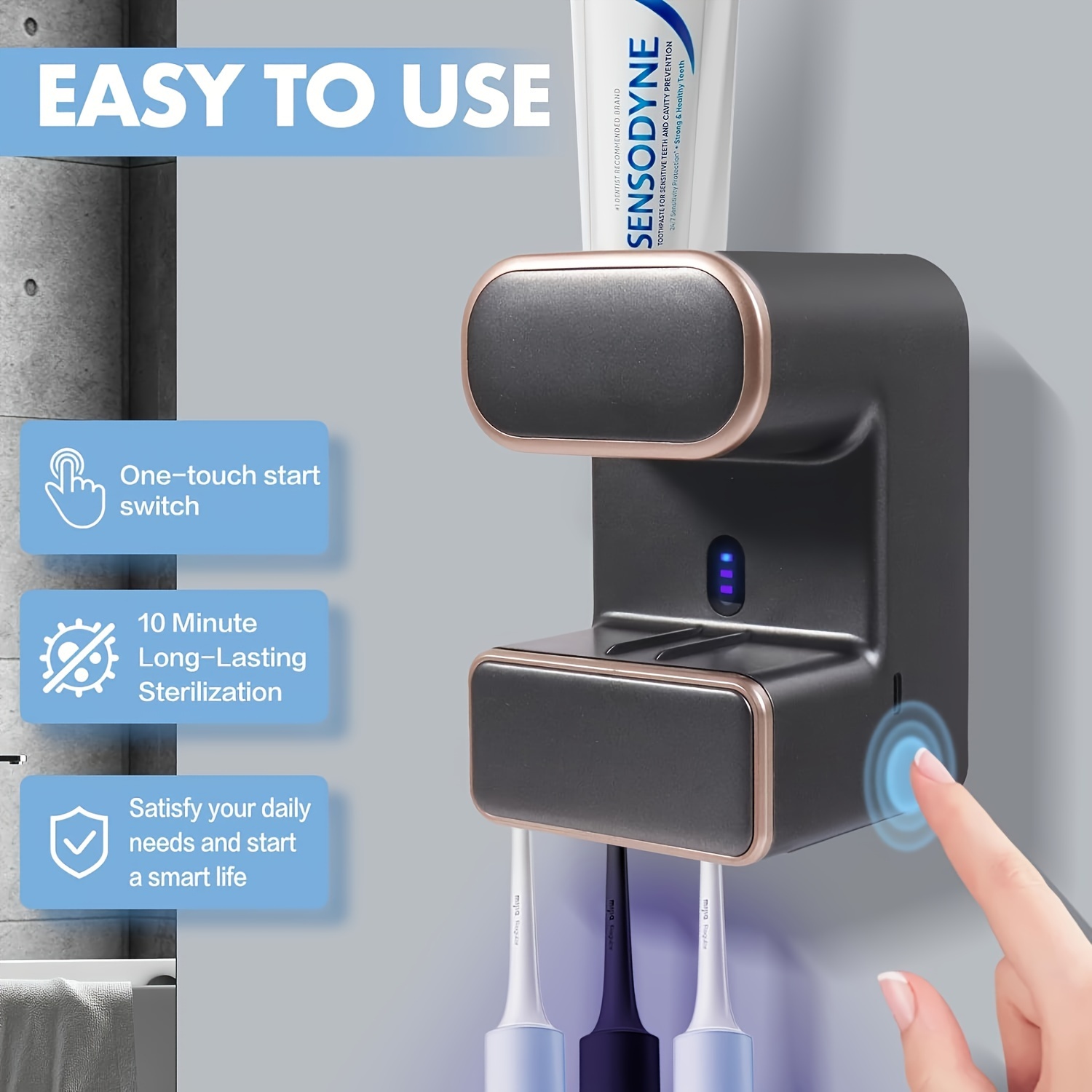 

Automatic Toothpaste Dispenser Wall-mounted Toothpaste Dispenser With 3 Toothbrush Slots Toothpaste Dispenser And Toothbrush Holder For Shared Use By Family Members