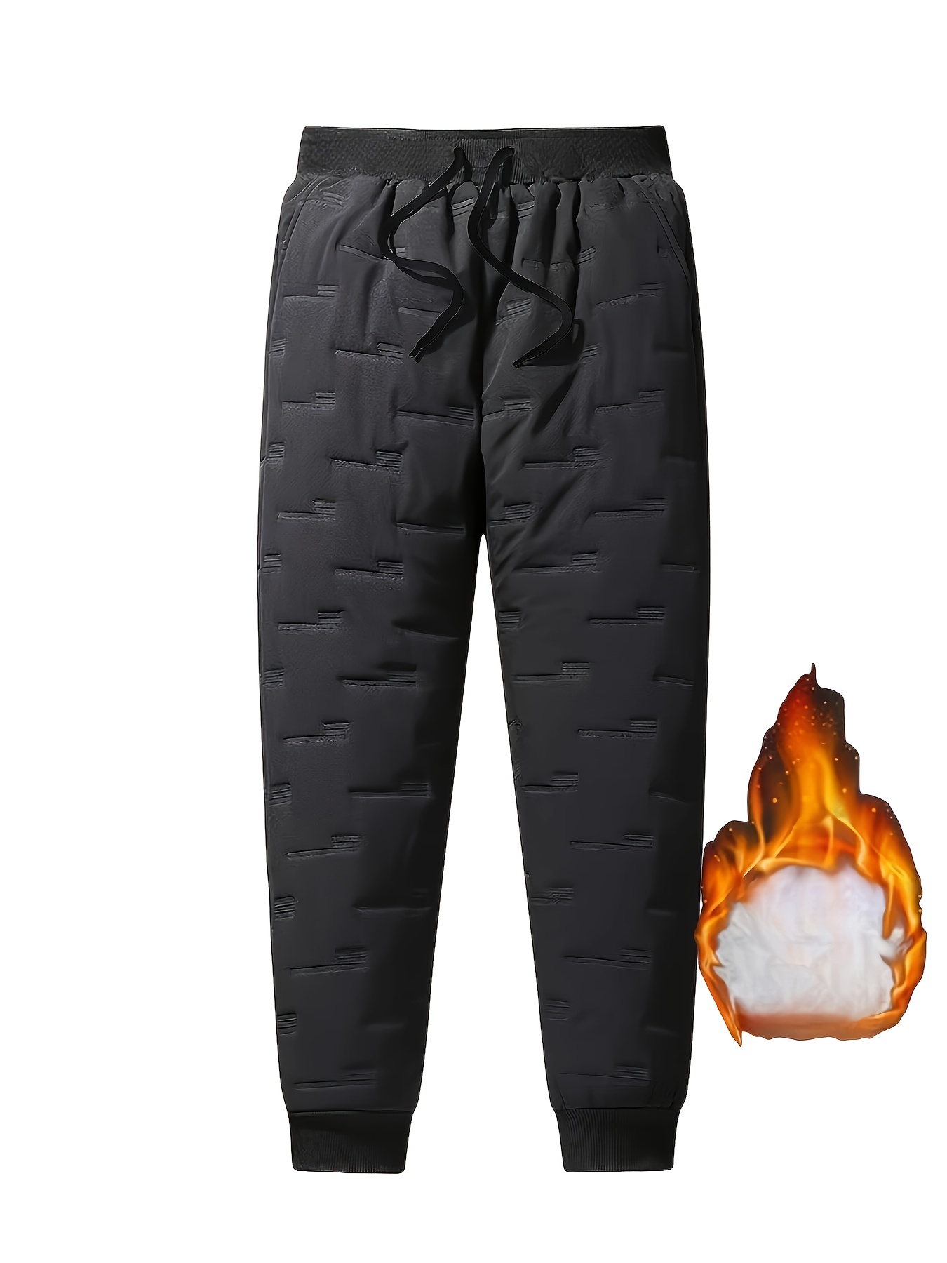 1 pantalon de jogging d'hiver chaud et coupe-vent pour homme | Épaissi avec doublure en polaire, taille élastique, jambe droite, poches multiples, adapté aux activités de plein air et au temps froid, lavable en machine, design de couleur unie