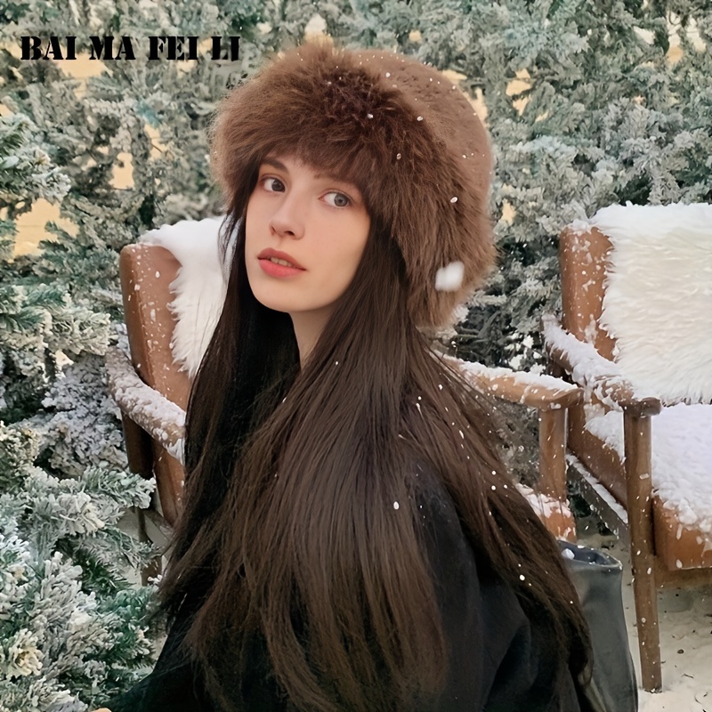 Femmes Hiver Fuzzy Fausse Fourrure Bob Chapeau Slouchy Chaud