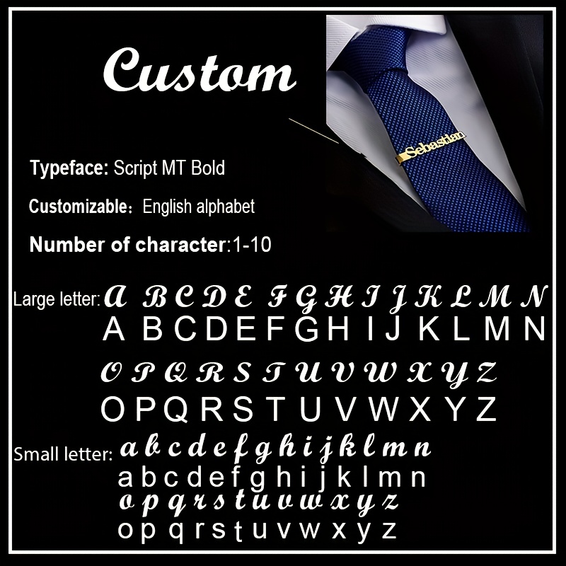 TEMU Custom Name Tie Clip, Stainless Steel Personalized Tie Clip, Suit And Shirt Accessory, Stylish And Minimalist Men's Jewelry, Gift For Bride,