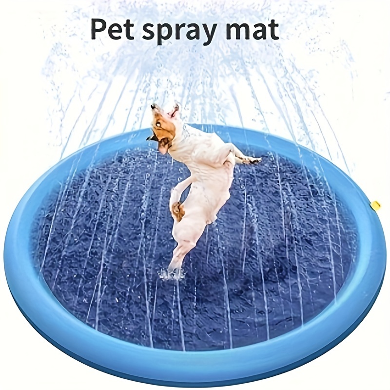 

Portable Dog Cooling Spray Mat, Inflatable Pet Water Splash Pad, Silicone Material, Outdoor Play And Entertainment For Dogs