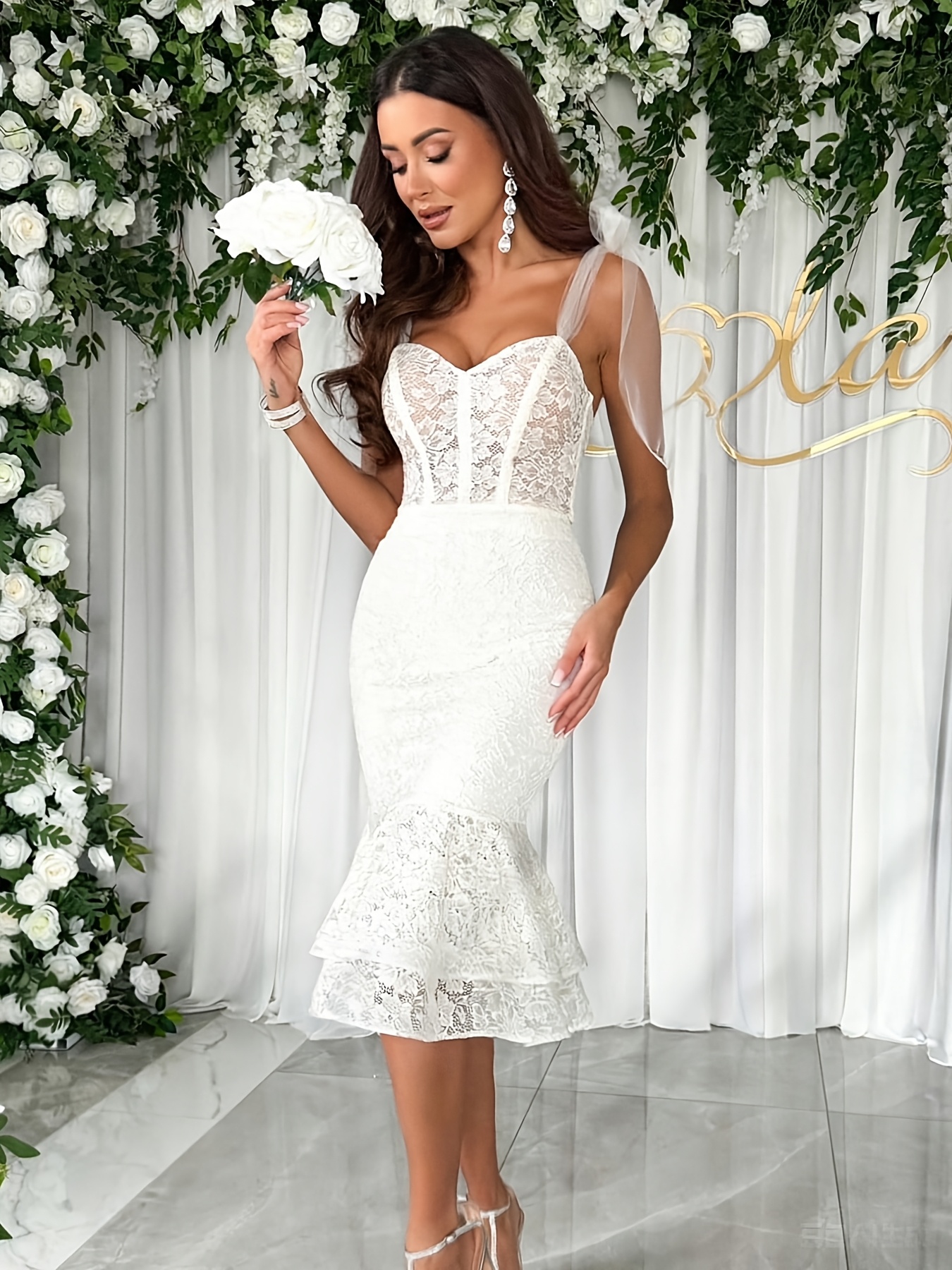 white midi fishtail dress Vesper Petite bengaline sleeveless square neck fishtail midi dress in white