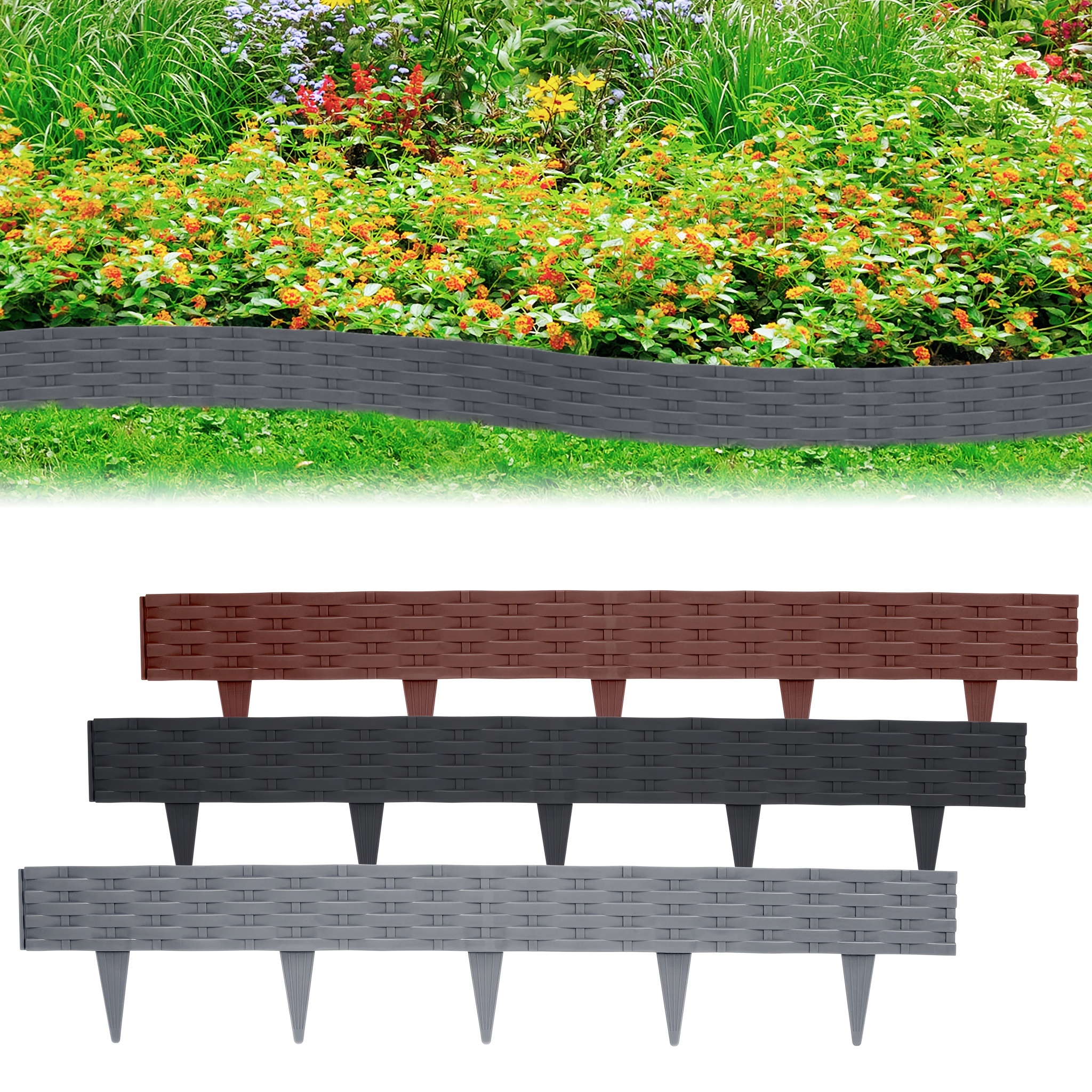 

Yardin 100x20cm Lawn Edging Made Of Plastic Flower Bed Border Garden Palisade In Rattan Look Bendable Mowing Edge Weatherproof Bed Fences For Garten Decoration