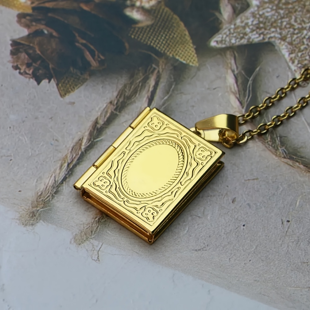 Customized Photo Book-Style Locket Necklace — Personalized Gift