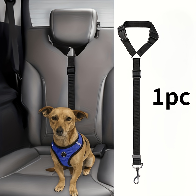 E-shop Verstellbarer 2-in-1 Auto-Sitzgurt für Hunde mit Rücksitz-Leine und Sicherheitsring, Haustiersicherheitsgurt für Fahrten im Auto, die Sicherheit