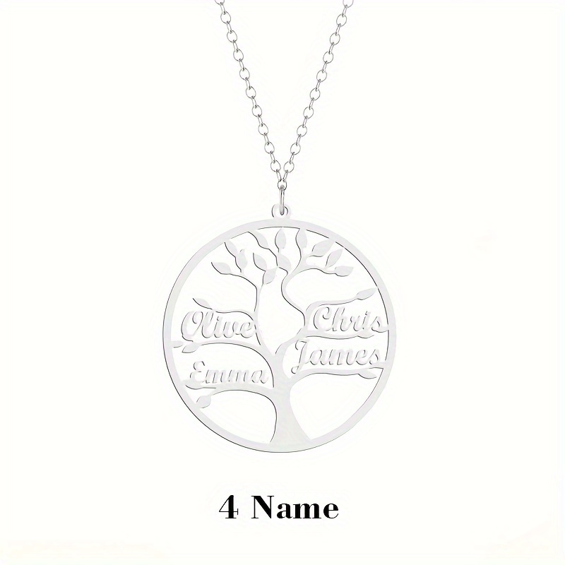 TEMU Collier Arbre de Vie Personnalisé avec - Collier Famille et Amis, 1 à 6 Prénoms, Pendentif sur Mesure