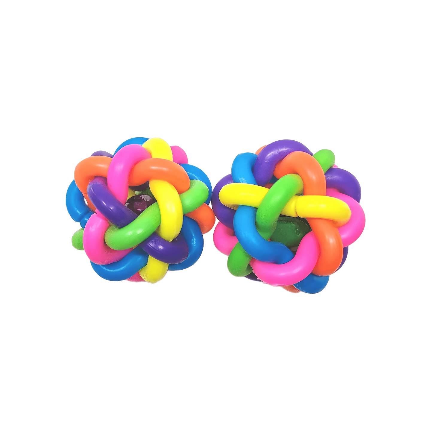 Image of 2pcs Colorful , Parrot Toy Ball, Toy Ball, Bird Grinding Teeth, Rubber Material With Metal Bell Inside