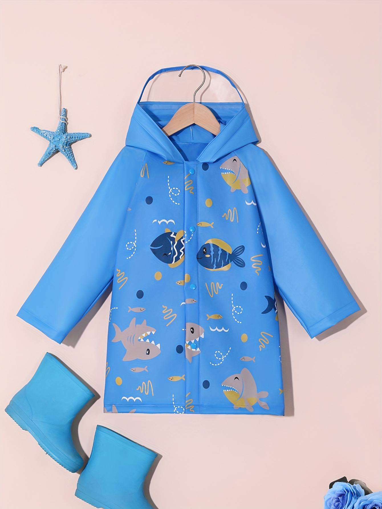 blauwe regenjas voor kinderen met oceaanhai print Temu Netherlands