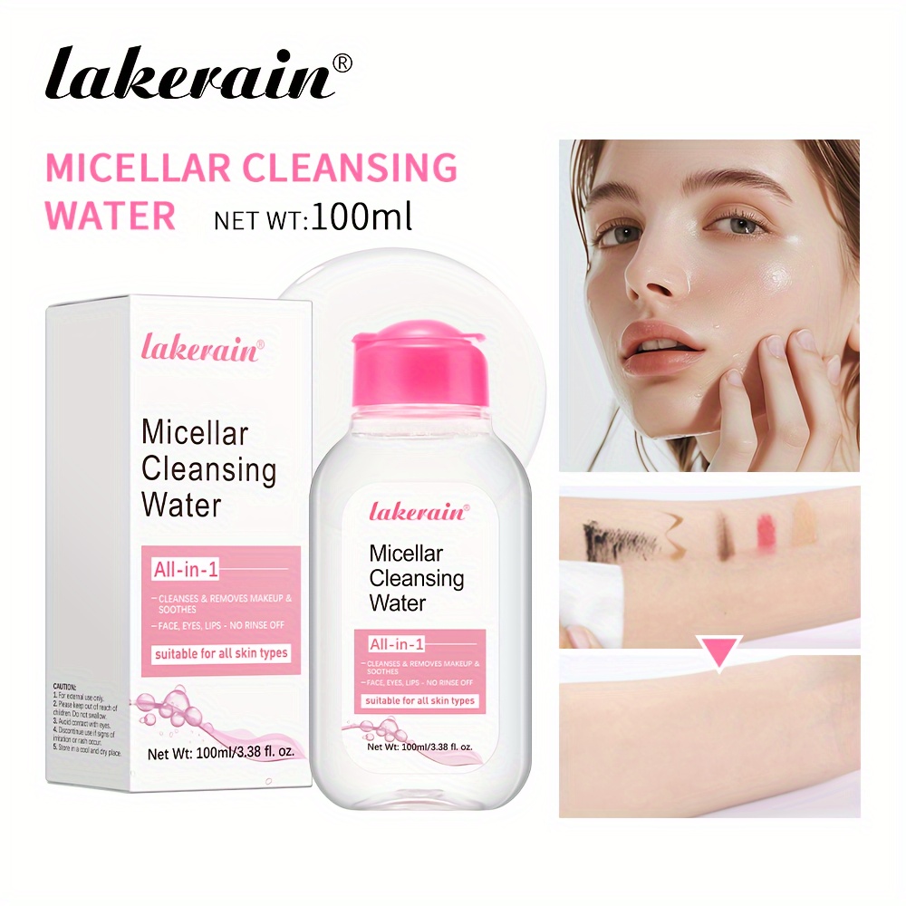 Image of Lakerain Micellar Cleansing Water, Hydrating Facial Cleanser & Makeup Remover, -1, Cleanses & Removes Makeup