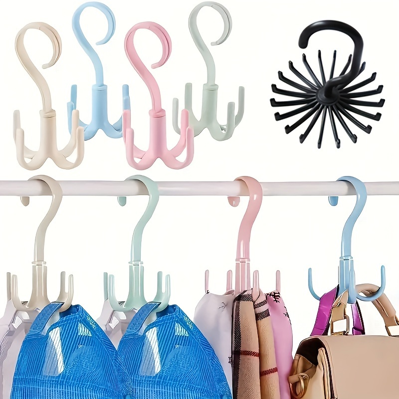 

1pc Scarf Belt Clothes Storage Rack Hook 360 Degrees Can Rotate 20 Claw Scarf Rack Tie Home Travel Multi-purpose Hook 4 Hook Bag Hook Tie Hook Scarf Hook Drying Shoes Hook