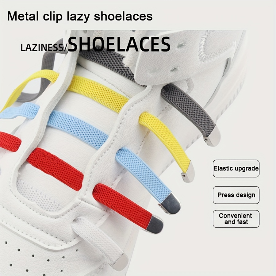 

1pair Lazy Shoelace Color Flat Press Shoelace , New,