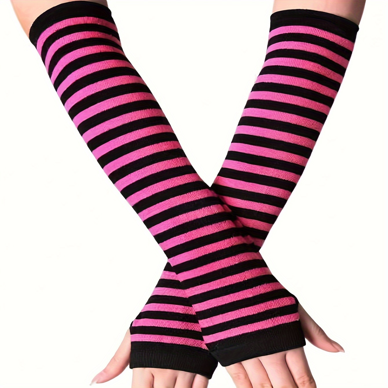 E-shop Ein Paar Ärmelabdeckungen Lolita Ta Ins Harajuku-Stil Gestreifte Jk Fingerhandschuhe Ärmelabdeckungen für Männer und Frauen Trendige