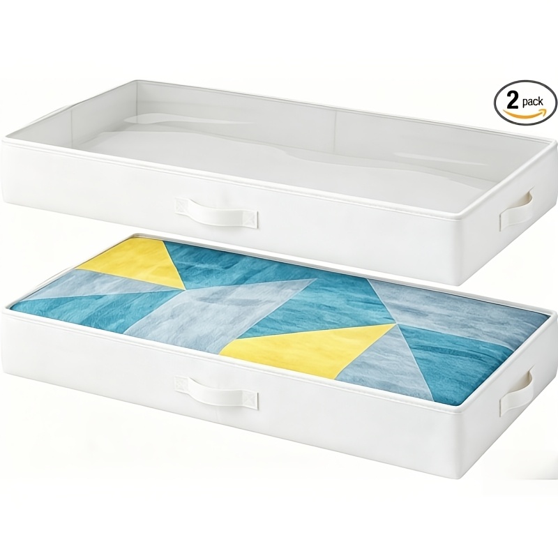 TEMU 2pcs Set Of Underbed Storage Containers, 4.5-inch (. 11.4 Cm) High Low-profile Underbed Clothing Storage Boxes, With Sturdy /bottom, Underbed