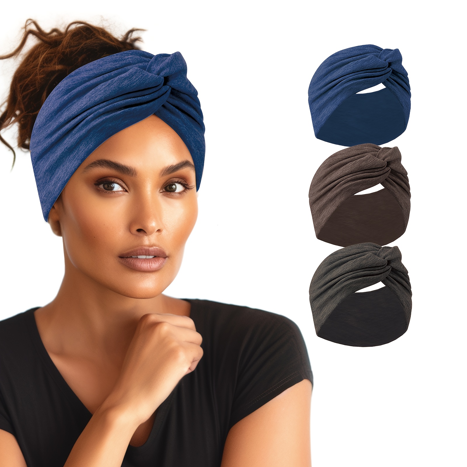 Women Yoga Wide Headband Ladies Sports Elastic Fold Hair Band Turban Head  Wrap
