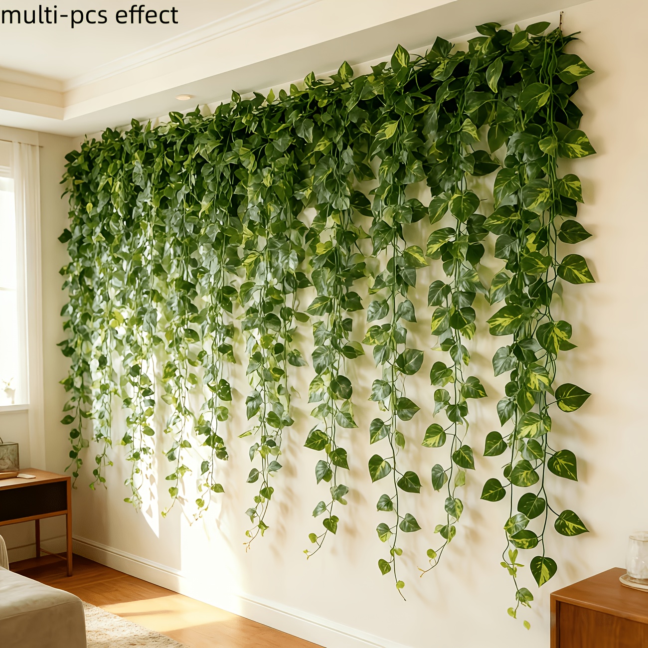 item picture 7pcs outdoor   leaves wall hanging decorations faux garland for home garden wedding party artificial simulation greenery realistic greenery for indoor and outdoor decor   suitable for home decor garden wedding arches