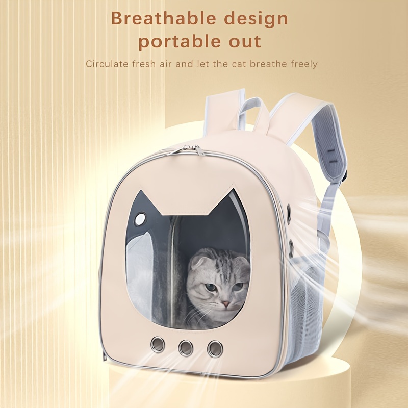 

Water-resistant Portable Cat Backpack Carrier - Lightweight, Breathable Pet Travel Bag With Zip Closure For Cats & Small Dogs, Comfortable Shoulder Straps, Ideal For