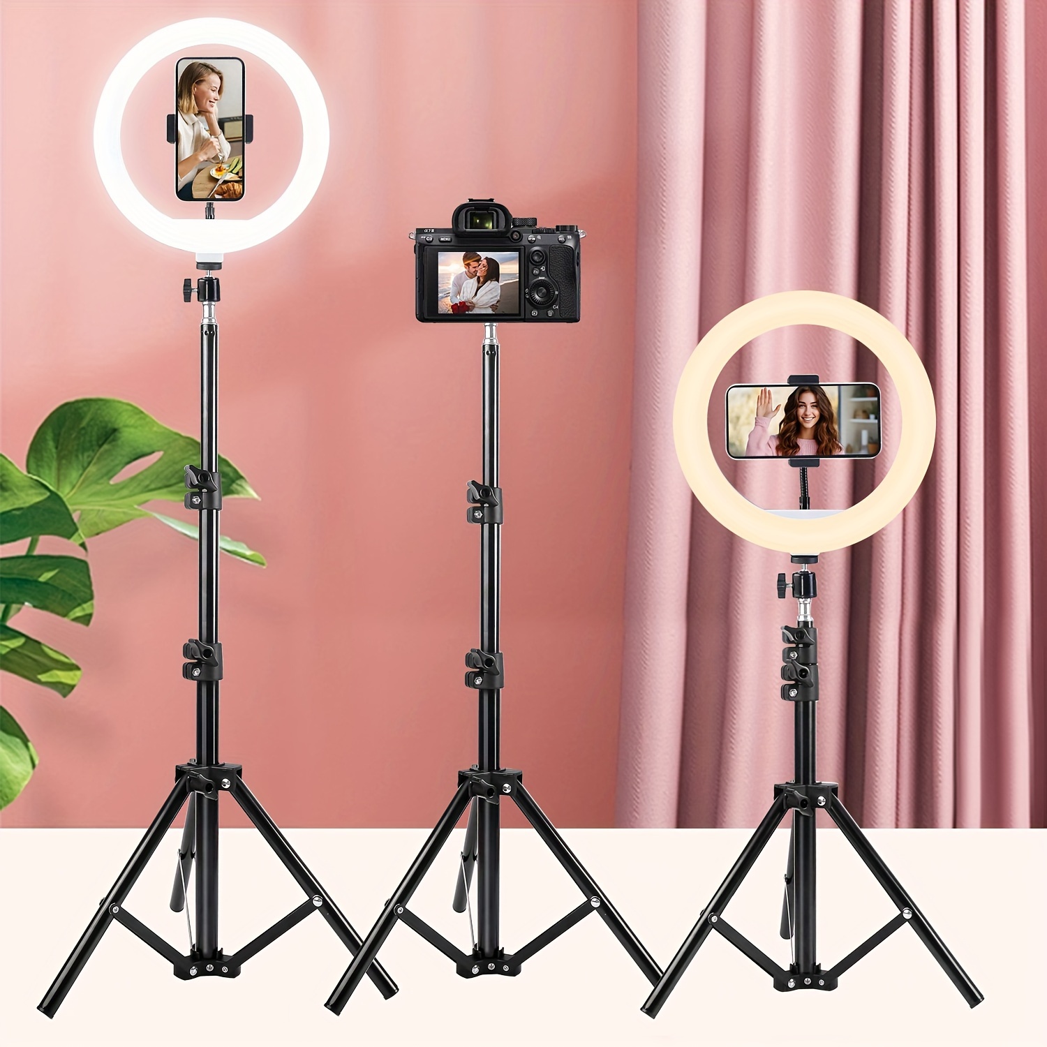 

10" Ring Light With 43" Extendable Tripod Stands And Phone Holder, Dimmable Led Circle Round Light For Selfie Camera Photography/makeup/youtube Video/vlogging/live Streaming