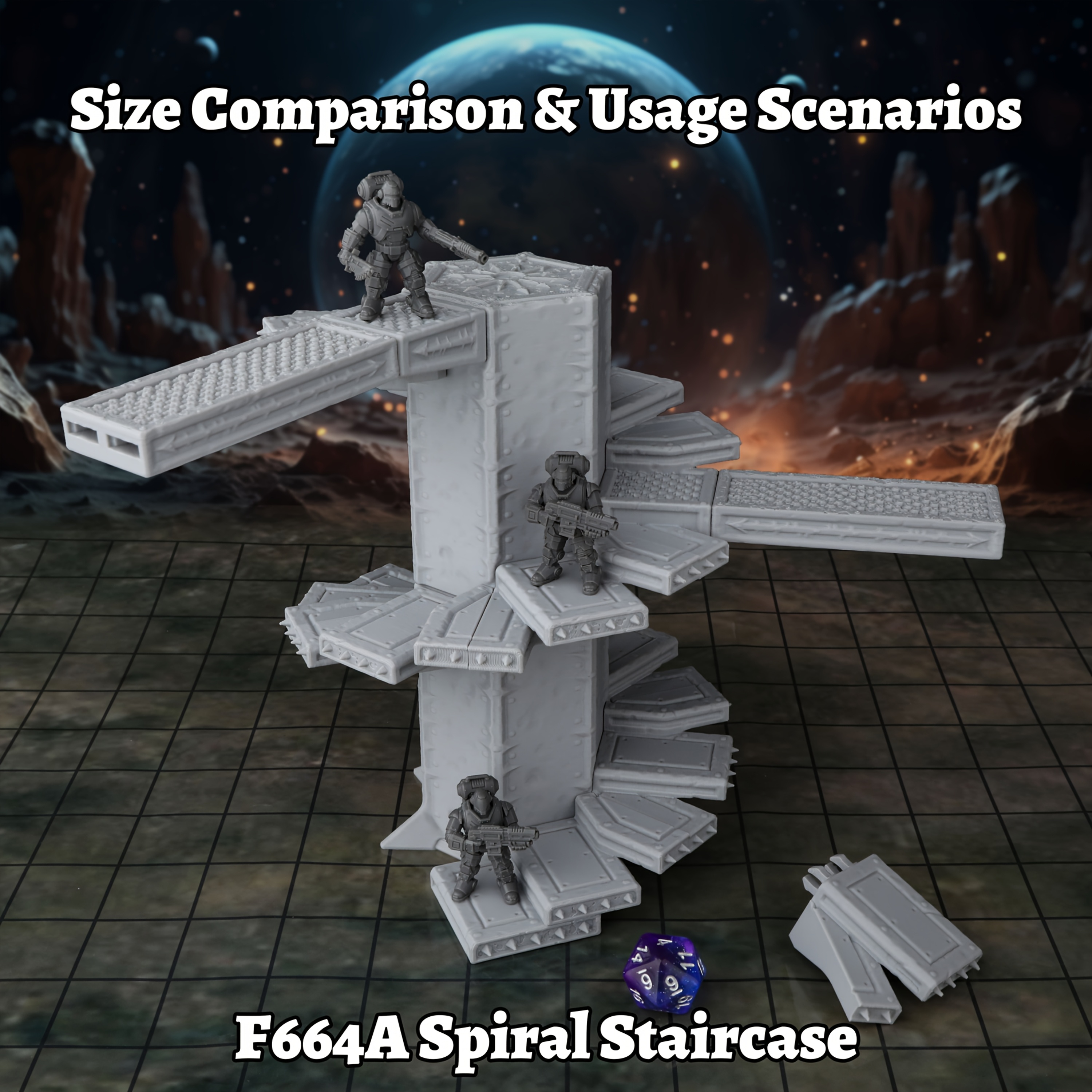Modular Sci-Fi Spiral Staircase & Connection Set