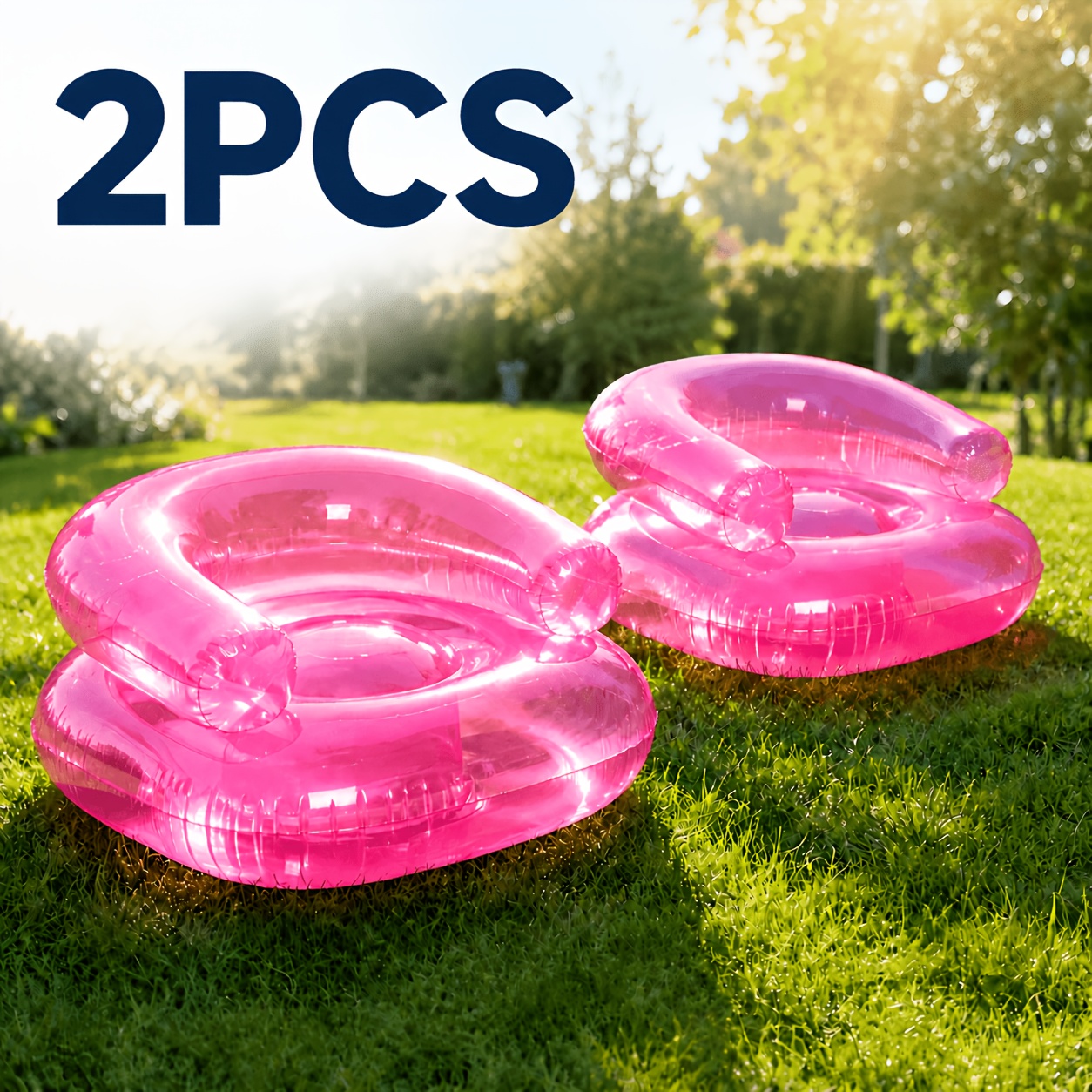 TEMU 2-pack Portable Transparent Pvc Inflatable Sofa Chair, Compact Air Lounger, Lightweight Heavy-duty Leisure Seat For Indoor And Outdoor Patio And