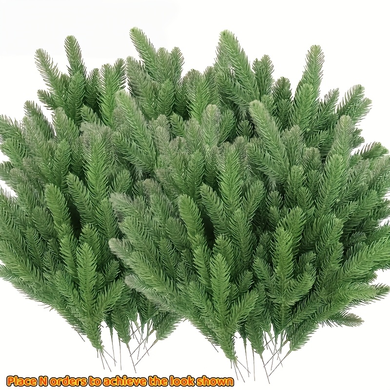 TEMU 31pcs Realistic Artificial Pine Branches - Evergreen Conifer Decor, Maintenance-free, Durable Plastic Structure, Suitable For Christmas Wreaths,