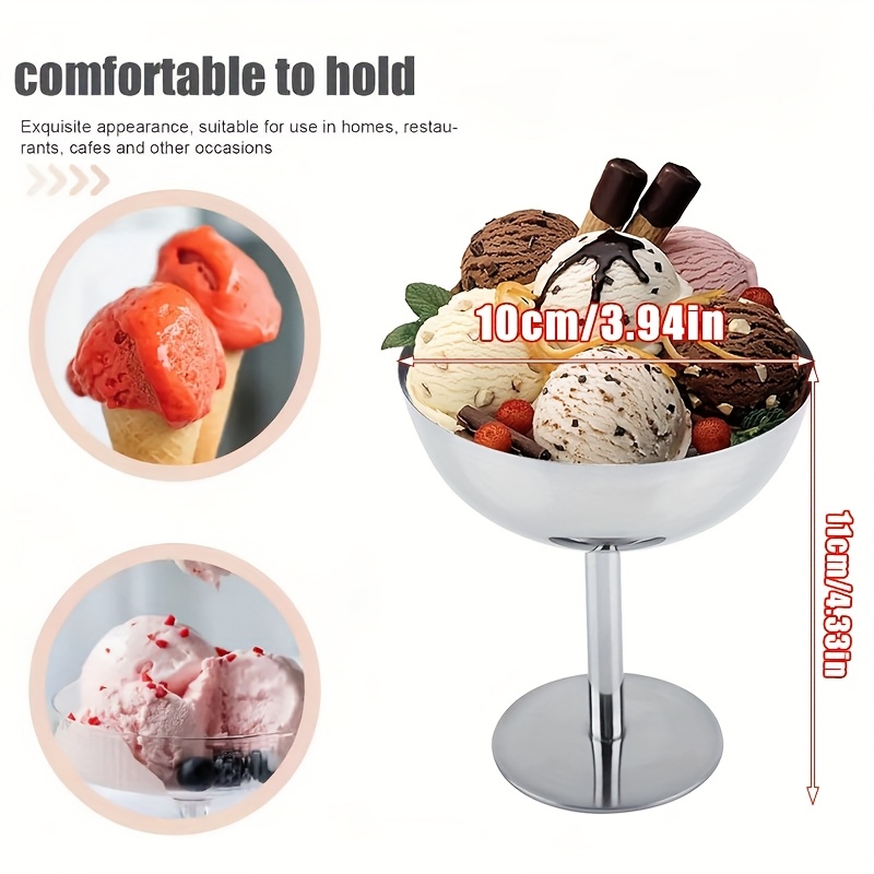 Image of Stainless Steel Ice Cream Cup, Durable Dessert Bowl, Dishwasher Safe, Elegant Tall Ice Cream Bowl, Stainless Steel Pudding Mousse Fruit Salad Cup, Suitable For Home, Hotel, Party Restaurant